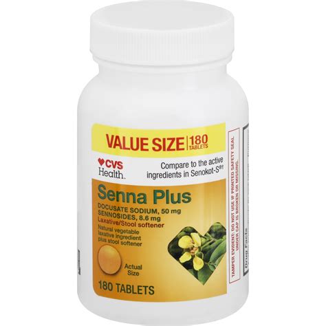 CVS Health Senna Plus Laxative/Stool Softener Tablets, 180 Ct 180 ct ...