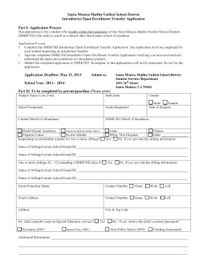 Intradistrict Open Enrollment Transfer Application - Smmusd - Fill and ...
