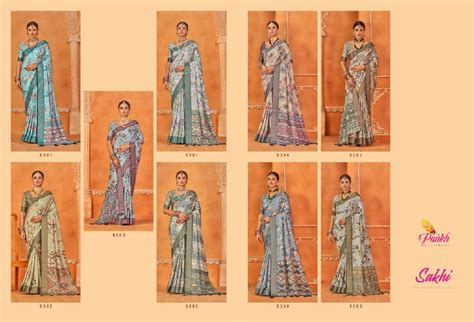PANKH SAKHI 8001-8009 GOTHA SILK BORDER DIGITAL PRINT SAREES ...