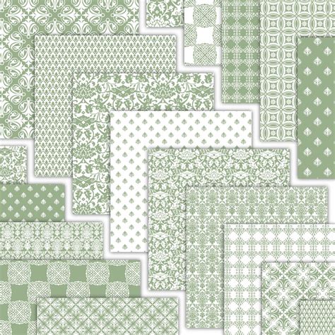 Sage Green Damask Digital Paper & Printable Backgrounds - Formal Green ...
