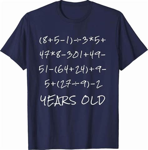 DOVU 10Th Birthday Math Problem Algebra Equation 10 Years Old T-Shirt ...