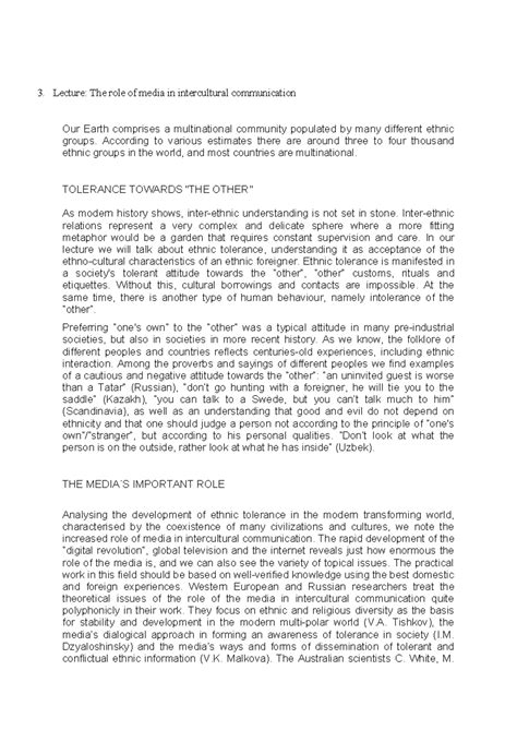 Role of mass media in intercultural communication - Sessions The ...