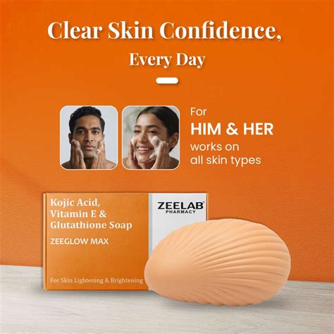 ZEE LAB Zeeglow Max Kojic Acid, Vit E & Glutathione Soap 75g | Remove ...