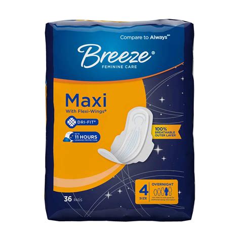 Buy Breeze Maxi Pads, Size 4 Overnight 36ct from Dollar General - Instore