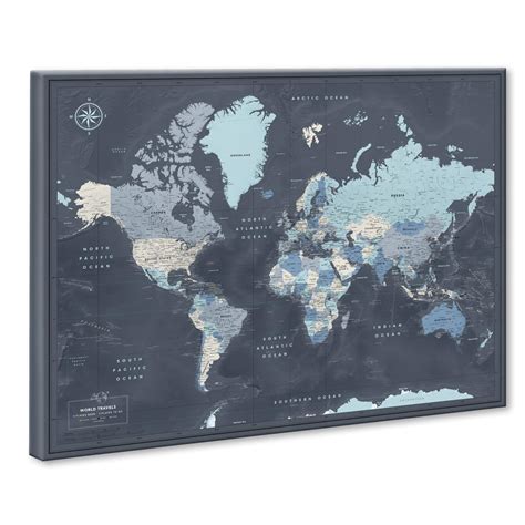 World Travel Map Push Pin On Canvas Detailed World Map | Desertcart INDIA