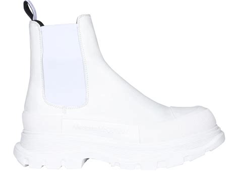 Alexander Mcqueen Tread Slick Chelsea Boot Leather Triple White – Kicks ...