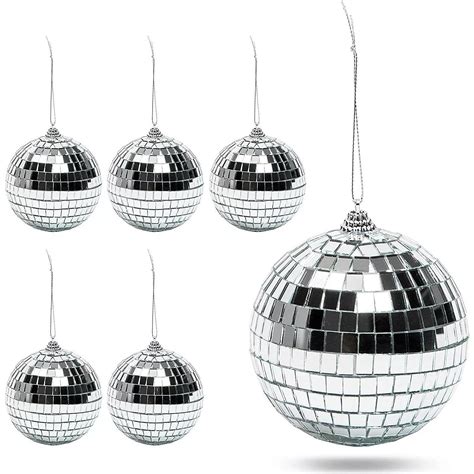 6 Pack 4" Disco Ball Ornament, Hanging Christmas Tree Party Home ...