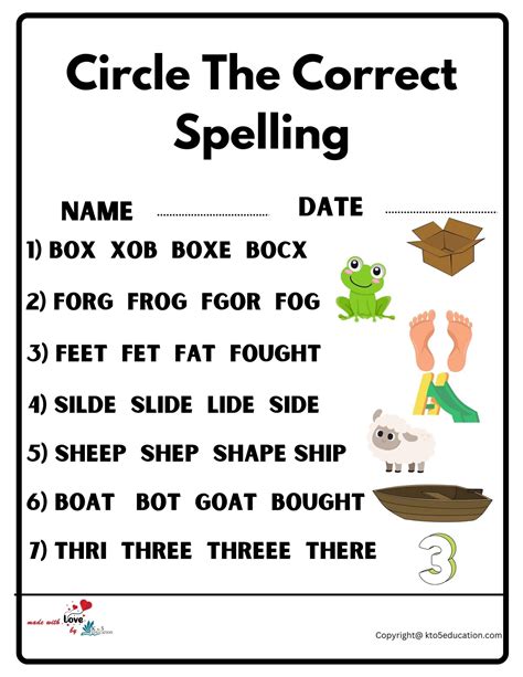 Circle The Correct Spelling Worksheet | FREE Download Check more at ...