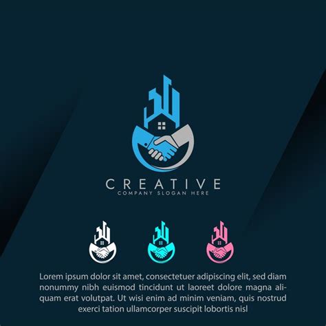 Property business logo with handshake vector | Premium Vector
