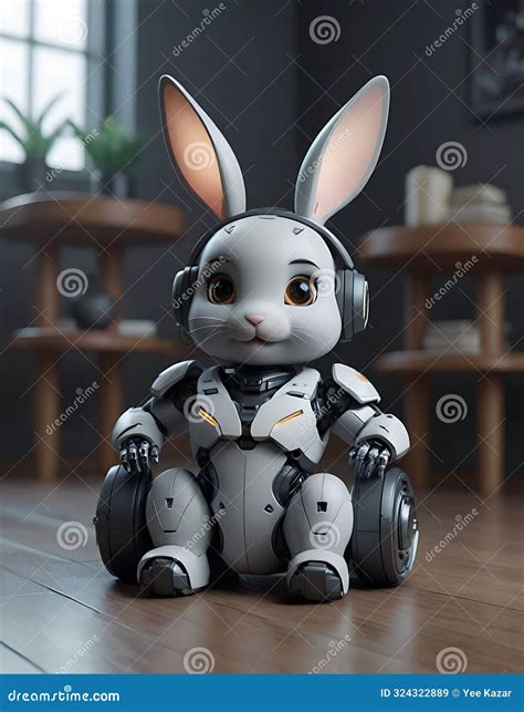 Robotic Rabbit - Futuristic AI-Powered Companion. Generative Ai Stock Illustration ...