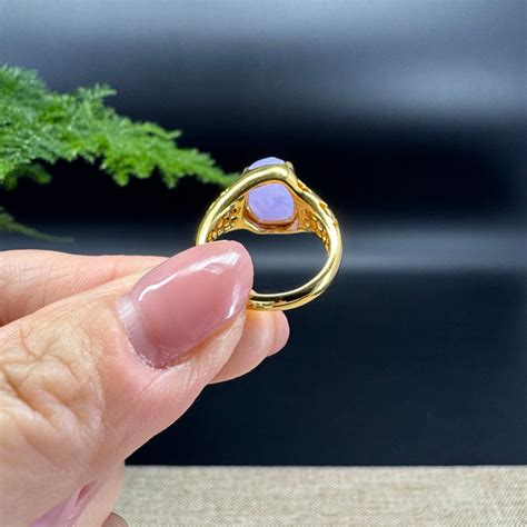 RealJade® 18K Yellow Gold Lavender Polygon Jadeite Jade Ring – RealJade ...