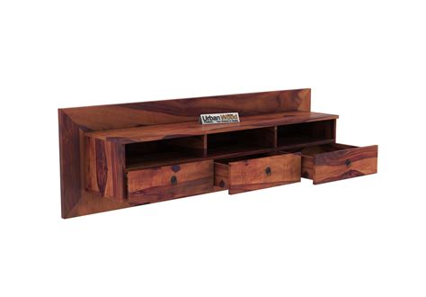 Graham Wooden Wall Mount TV Unit (Teak Finish)