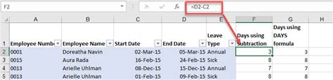 Date Difference Excel-Formula 的图像结果