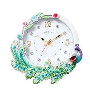 Buy HORO -Lovely Peacock Design. Colore Full Stones -14 Inch Wall Clock ...