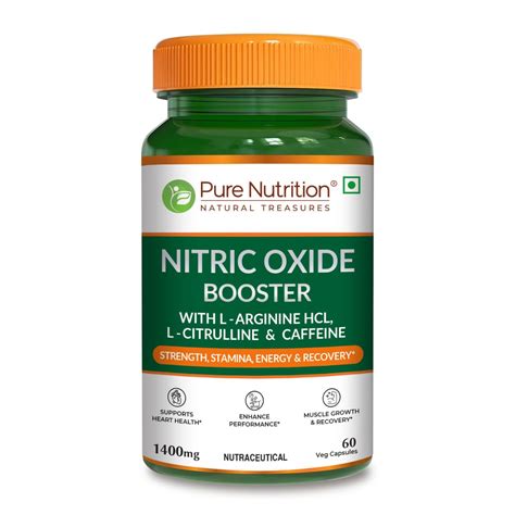 Pure Nutrition Nitric Oxide Booster 1400mg, 60 Veg Capsules | With L ...