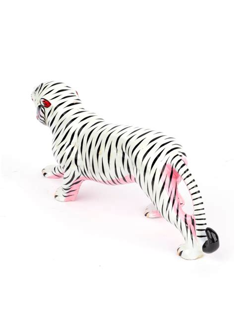 White Metal Tiger Figurine | Elegant Decor Accent
