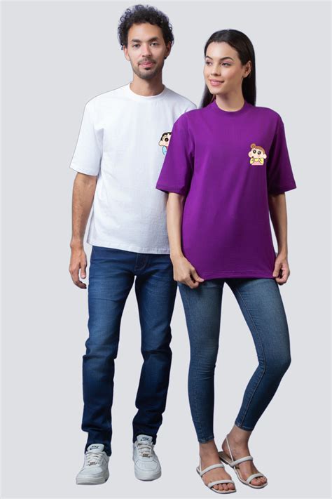 Shinchan & Himawari Oversized Couple T-Shirts (Pack of 2) – Lazy Lush