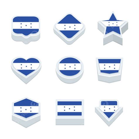 Set Of Nine Styles Of Honduras Flag Icons And Buttons Vector, Shape ...