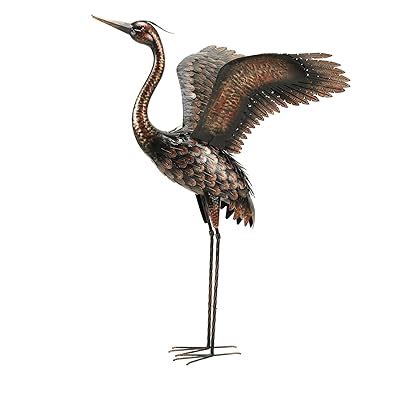 Buy Chisheen Garden Statue Crane Yard Art Metal Sculpture Outdoor Heron ...