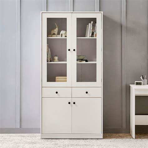 Buy Helios Madison 4-Door Book Cabinet with Drawers - White from Home ...