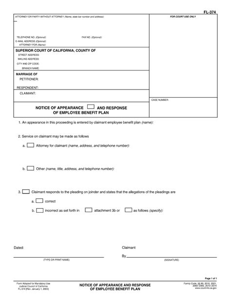 2003-2026 Form CA FL-374 - Blank Fillable Template | Fill Out, Print ...