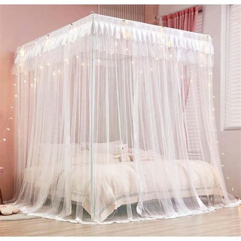 4 Corners Post Bed Curtain Canopy Mosquito Netting (White, Twin ...