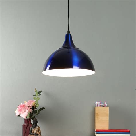Black Metal Hanging Light - 10-INCH-BL-WH - Included Bulb