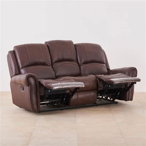 Buy Cape Half Leather 3-Seater Recliner - Brown from Home Centre at ...