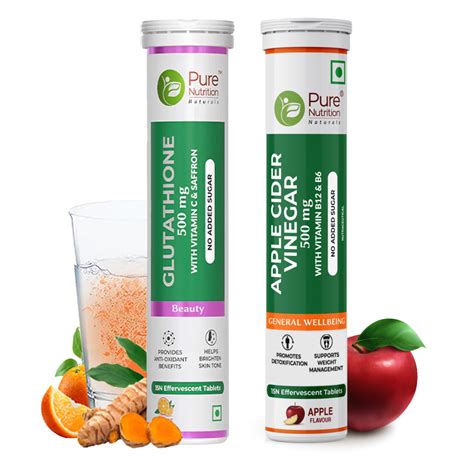 L Glutathione 500mg with Apple cider vinegar | Combo Pack – 15 Efferve ...