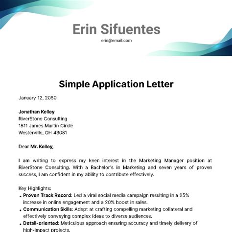 Application Letter Format 的图像结果