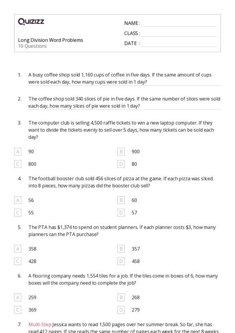 Image result for Division Worksheets Grade 4 Word Problems