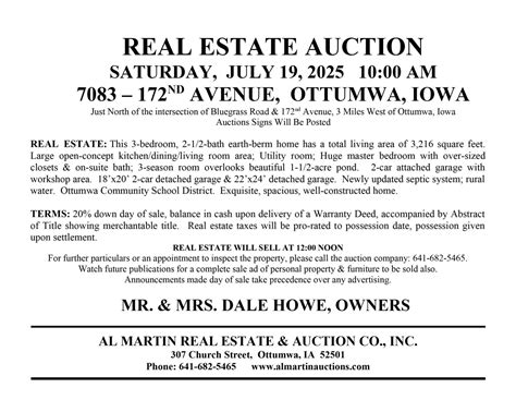 July Auctions - Al Martin