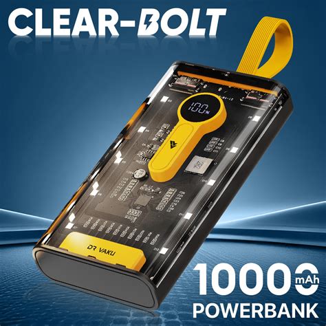 Dr. Vaku Clear Bolt 10000mAh 20W Fast Charging Power Bank with LED ...