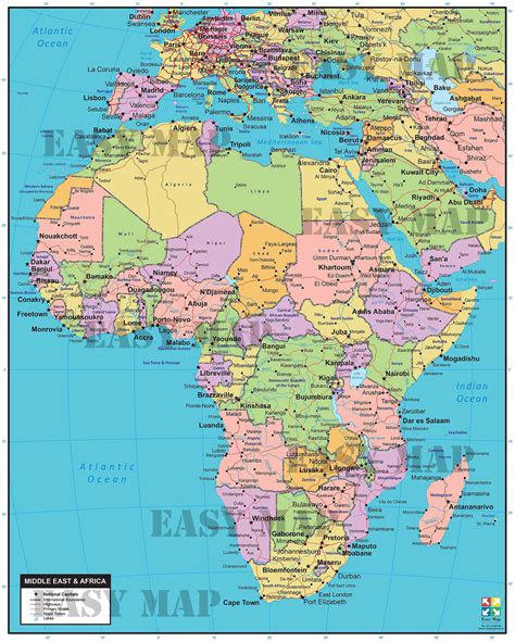 Africa Map With Country Names And Capitals