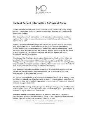 Fillable Online Implant Patient Information and Consent Form - Blue ...