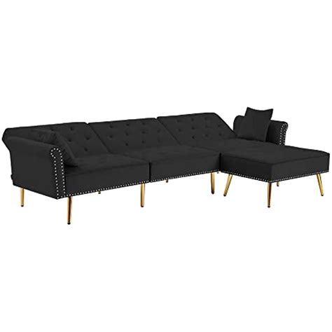 Prohonbec Velvet Upholstered L Shaped Convertible | Ubuy India
