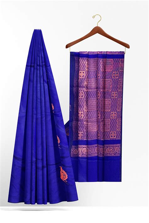 Blue Kanchee Soft Silk Saree With Zari Weave – Samvita