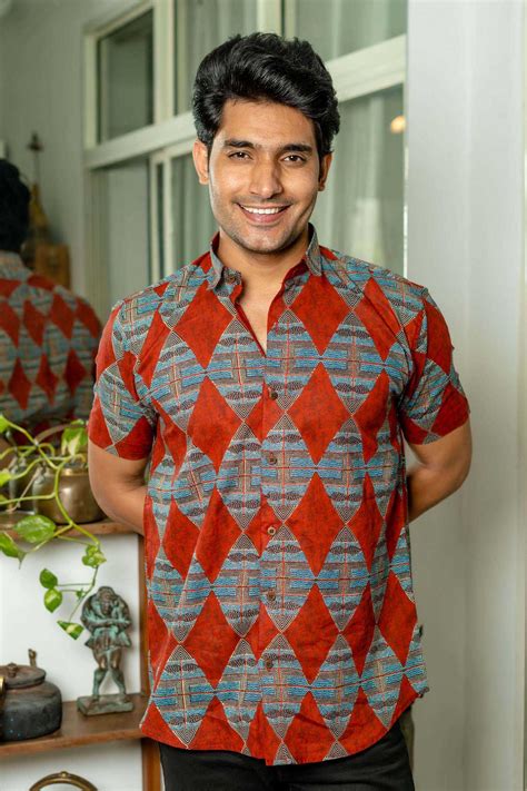 Tribal Print Half Sleeves Shirt For Men in Red Colour – Shasak