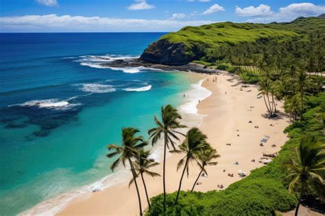 Aerial view of a beautiful beach on the island of Kauai, Hawaii, Hawaii ...