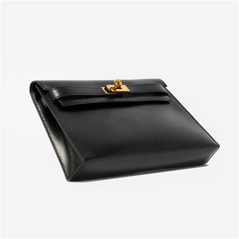 Hermès Kelly Pochette Longue Box Black | SACLÀB