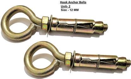 SS SASHA Nut & Bolt Set 12mm Expansion Screws Closed Hook Anchor Bolts ...