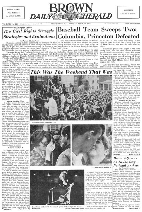 Brown Daily Herald Bob Dylan front cover