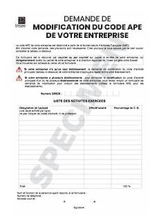 Modification Du Code Ape by Demande De Modification Du Code D Activit 233 Principale Ape Modification Du Code Ape