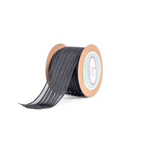 Meraki Cards Black Wired-Sheer Ribbon with 5 Woven Satin Stripes (Width ...
