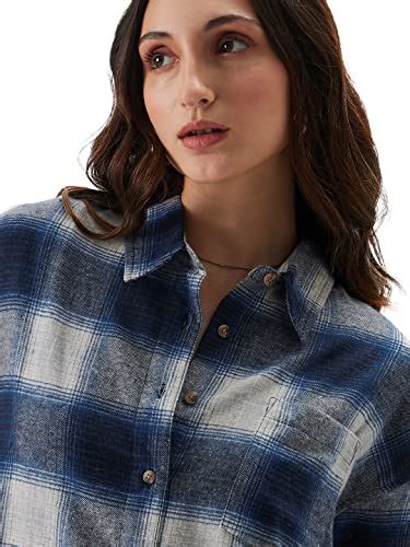 Buy The Souled Store Plaid: Blue White Women and Girls Oversized fit ...