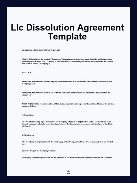 Llc Dissolution Agreement Template