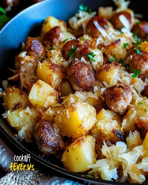 Bratwurst Potatoes And Sauerkraut Skillet