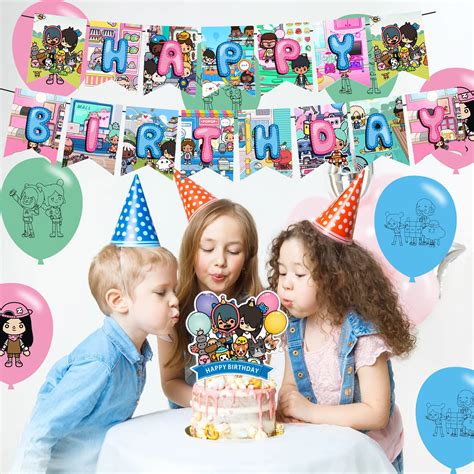 The Toca Life Party Decorations,Toca Bo-ca Cartoon Birthday Party ...