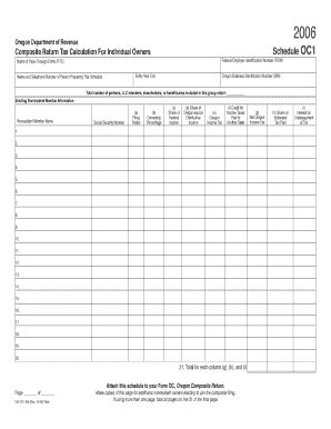 Fillable Online oregon 2006 OREGON COMPOSITE RETURN Form OC and ...