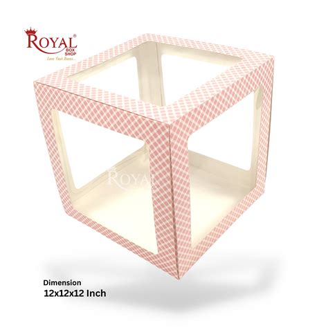 RoyalBoxShop® 5-Window Gift Box I 12x12x12 Inch I Pink Check I Perfect ...